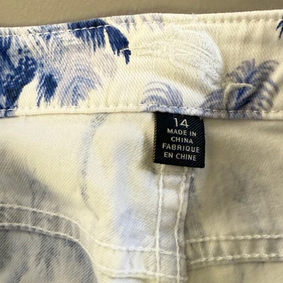 Tommy Bahama Capris Stretch Art of Palms Clam Diggers Womens 14 Cobalt Haze Blue - Picture 4 of 7